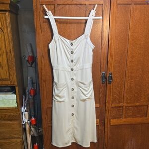 Unbranded Beige Flowy Button Down Dress